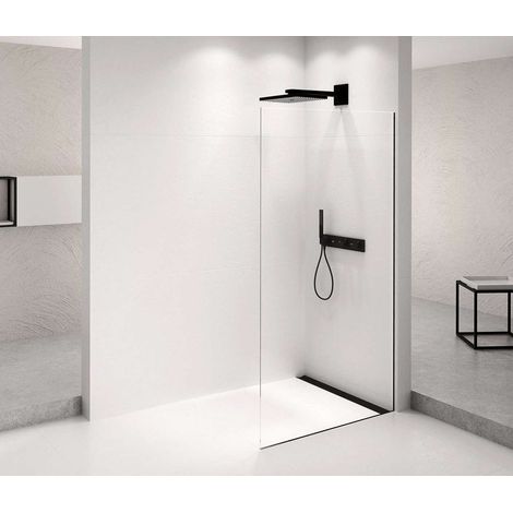 Polysan Architex - Parete doccia Walk-in, 76x210 cm, nero opaco/vetro trasparente AXB80CL (1/2)