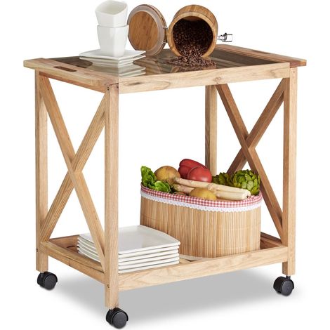 Carrito de cocina en nogal