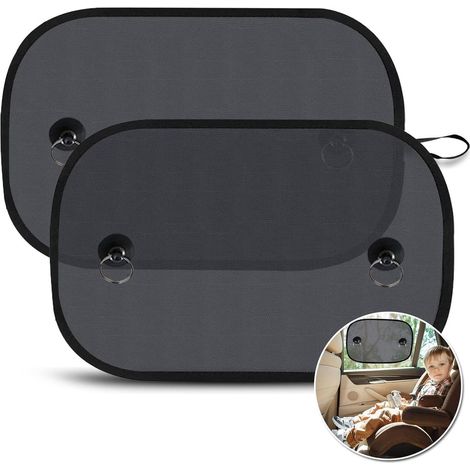 Pare-soleil pour voiture bébé, visière pare-soleil pour vitres de voiture enfant, protection solaire en voiture, protection UV, sac de rangement inclus, 44 x 36 cm (2 pièces) (1/5)