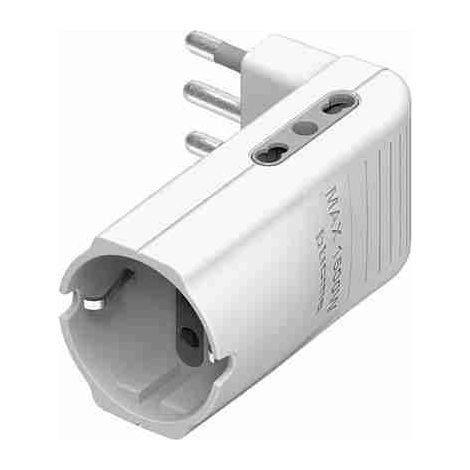 Adaptateur d'angle compact BTIS3616DE blanc, 2 prises 2 broches 10/16 A et 1 prise allemande