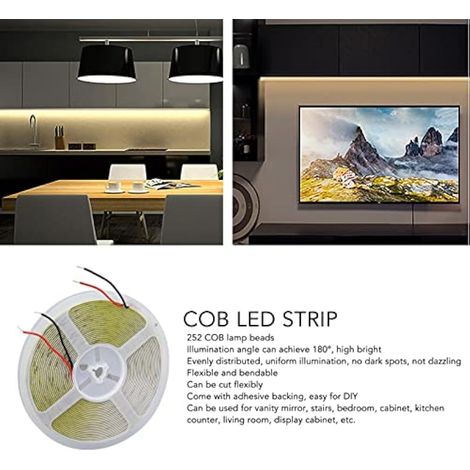 Bande LED COB 10M 4000K Blanc Neutre, Ruban Lumineux Flexible avec Adh¨sif , 180¡ã Angle d'¨clairage, Installation Facile pour Cuisine, Chambre, Armoire, R¨tro¨clairage TV (1/3)