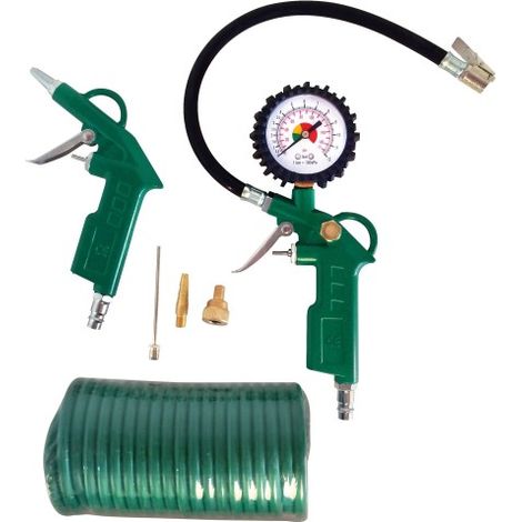 CEVIK CA-CK220 - aerographic Kit pour compresseur. 6 pièces: pistolet de soufflage. Gonfleur. Spirale 5 m et 3 buses