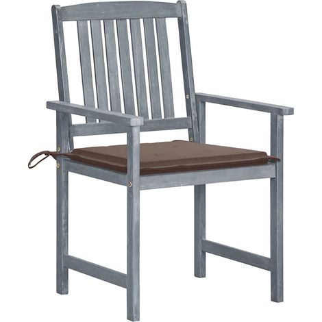Chaises de jardin et coussins lot de 8 Chaises d'extérieur Bois acacia solide Gris (1/5)