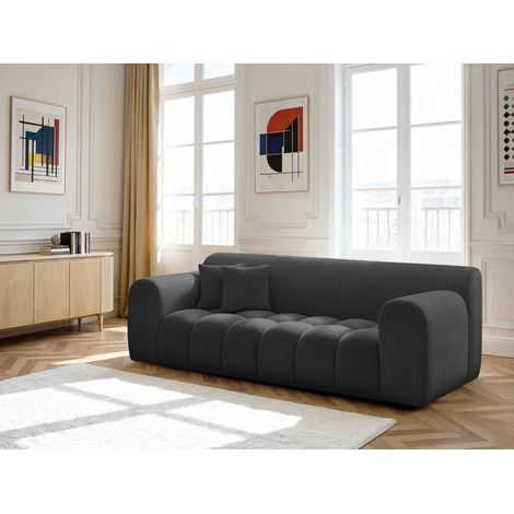 BOBOCHIC - Canapé droit fixe 3 places MELISSE tissu texturé Noir (1/5)