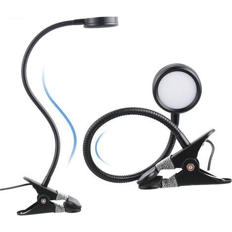 Lampe de Lecture LED à Pince 3w Noir Métal, Col Cygne Réglable (1/5)