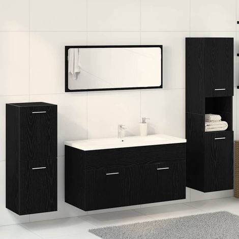 Bathroom Furniture Set 4 pcs Black Oak 30 x 30 x 130 cm vidaXL (1/5)