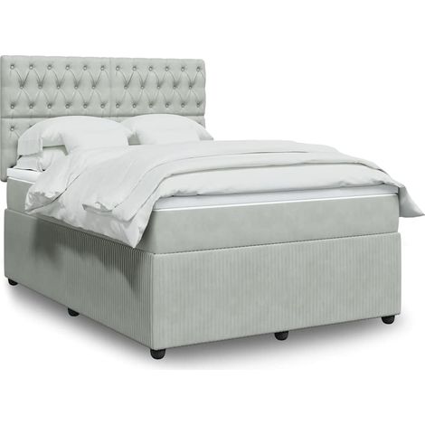 Boxspringbett mit Matratze Hellgrau 140x200 cm Samt