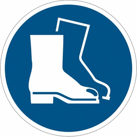 Cartelli di obbligo adesivi ISO 7010 "Calzature di sicurezza obbligatorie" M008 - Misura: 50mm x 50mm - Numero Pezzi: 10 pezzi