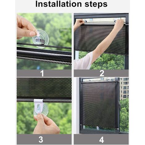 Volet Rétractable Auto Store Rouleau pour Pare-brise Solaire avec 3 Ventouses 68 X 125cm - Blocage Intense Lumière (1/5)