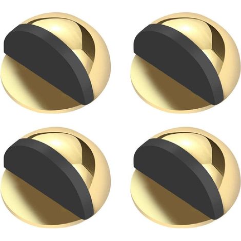 Lot de 4 butées de porte ovales à fixer au sol, acier inoxydable et caoutchouc, doré