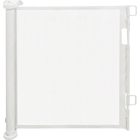 Barriere Chien Opération à Une Main,®,Barrière de Sécurité Rétractable pour Bébés,pour Escaliers, Couloirs, Cuisine,Intérieur et Extérieur,86 x 150 cm,blanc (1/5)
