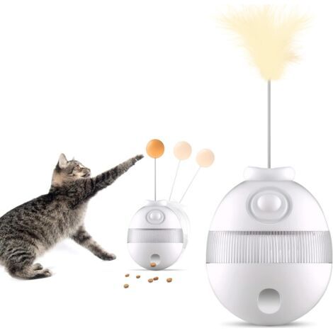 Jouet pour chat Gobelet Jouet interactif pour chat avec plumes et balles Conception vibrante à 360 ° Distributeur de friandises réglable Jouet pour chat d'intérieur Jouet pour chat Canne à pêche (1/5)