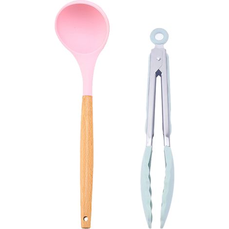 Ustensiles De Cuisine En Silicone - Résistance Thermique Et Poignée En Bois - Pour Cuisson Domestique Et Pique-nique - Lot De 2 Pièces (1/5)