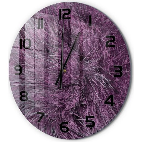 Horloge Murale Ronde Cadeau Original Verre Silencieuse pour Maison Salon Fourrure rose fi 60 cm (1/5)
