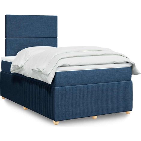 Boxspringbett mit Matratze Blau 120x190 cm Stoff