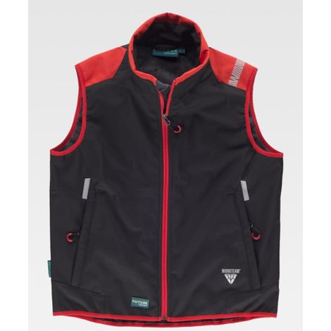 Chaleco Workshell combinado ISO 1421 WF2880 WORKTEAM L Negro+Rojo (1/2)