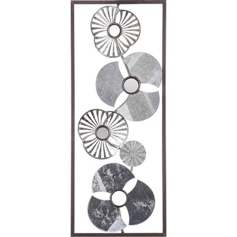 Decoración de pared 'Fleur' - metal - plata 25 x 61 cm - Atmosphera créateur d'intérieur