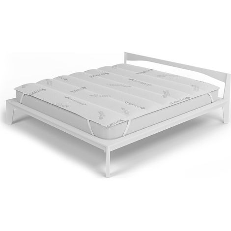 Topper Trapuntato Imbottito Singolo con Elastici Bianco (1/2)