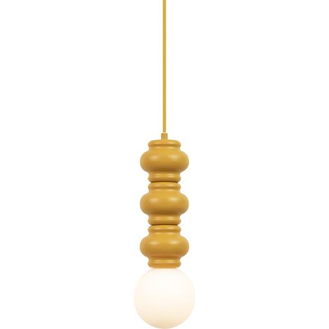 Retro Pendant Lamp Mustard Yellow with Matt Glass - Fedde