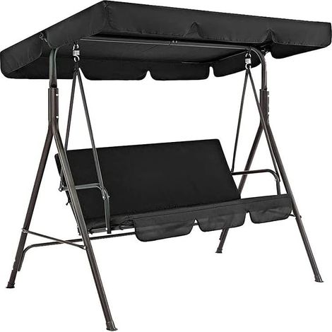 Funda de repuesto para columpio de exterior, toldo de repuesto para columpio de jardín, funda de repuesto impermeable y resistente a los rayos UV de Oxford 210D para columpio (Negro, 19512515cm)