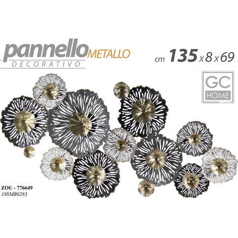 Decorazione pannello a muro quadro in metallo cm 135 x 8 x 69 fiori (1/2)