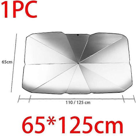 Pare-soleil de pare-brise de voiture, type parapluie, protection solaire avant pour vitre de voiture, protection contre le soleil d'été et les UV, tissu isolant thermique, 65 x 125 cm, 1 pièce (1/5)