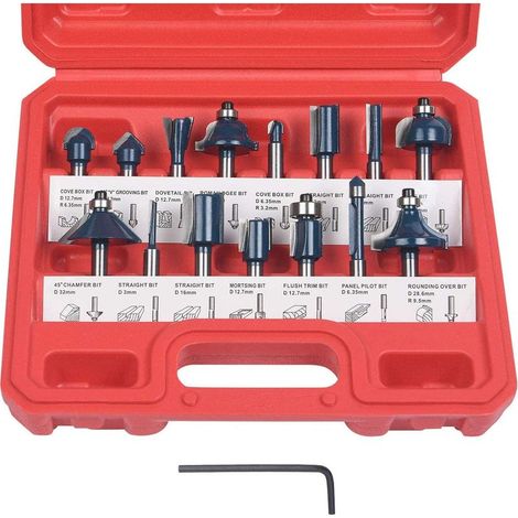 Jeu de 15 fraises à rainurer droites 6,35 mm – Acier à outils forgé – Pour bois tendre et mi-dur – Coupe nette sans éclat (1/5)