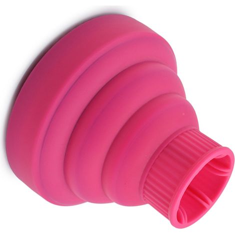 Diffuseur de sèche-cheveux pliable en silicone, portable et de voyage, rose rouge (1/5)