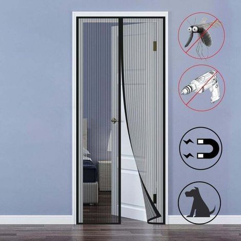 Moustiquaire de fenêtre MagnéTique Moustiquaire 120x210cm Rideau Anti Mouche Porte sur Mesure de Porte sans Percer pour Porte d Entrée Intérieur/Patio/Coulissante, Noir-RAPANDA (1/4)
