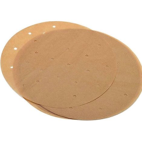 100 feuilles rondes de papier sulfurisé perforé non blanchi pour remplacer le plateau de votre friteuse à air chaud ou cuiseur vapeur (1/5)