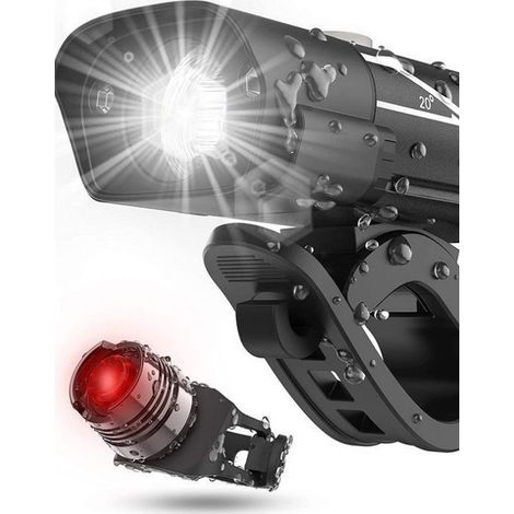 Kit de luces delanteras - 400 lúmenes - IPX4 - Luces LED recargables para bicicleta - Luces traseras para bicicleta - Apto para bicicletas de montaña (1/3)