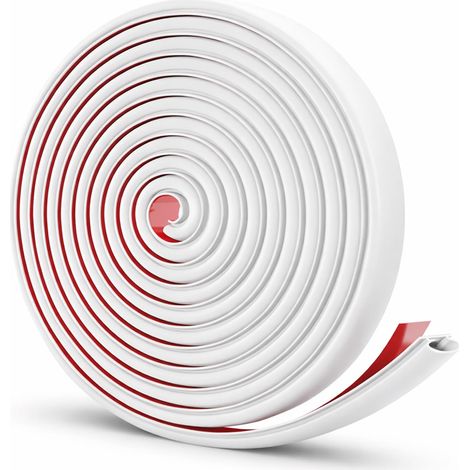 Guarnizione autoadesiva per porte e finestre, profilo a D, spessore 3-6 mm, in gomma TPE, sigillante per porte, isolamento termico e acustico, striscia sigillante, 2×5 m (bianca) (1/5)