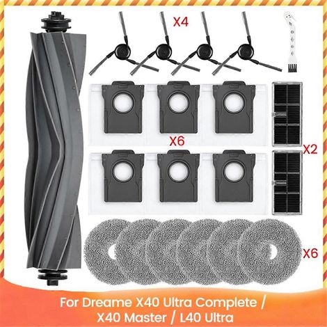 Set da 20 pezzi per robot aspirapolvere Dreame X40 Ultra Complete/X40 Master/L40 Ultra: spazzola principale, spazzola laterale e panno per la pulizia. (1/5)