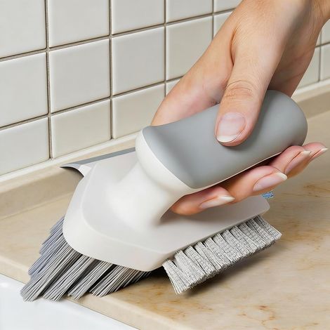 Brosse à récurer 4 en 1 pour Joints et Coins avec grattoir pour Nettoyer Le carrelage, Les Joints, la Cuisine, la Salle de Bain, l'évier, Le Sol, la Douche, la Baignoire (1/5)