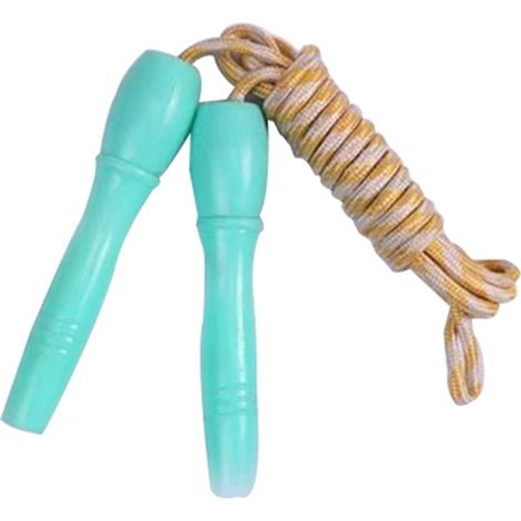 Corde à sauter ajustable pour enfants avec poignées en plastique jaune - Équipement d'entraînement (1/3)