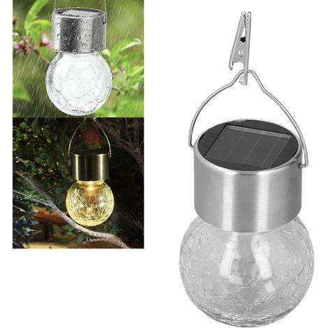 Lampe solaire sphérique à effet craquelé pour extérieur, lampe boule à effet craquelé, lampe décorative de jardin, lampe suspendue boule à effet craquelé (1/5)
