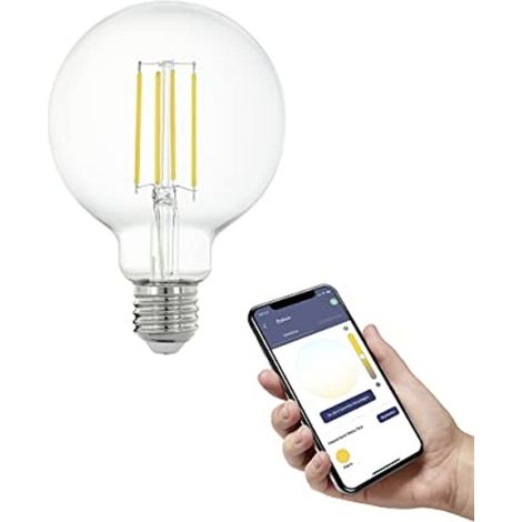 EGLO connect.z Smart Home lampadina Led E27, G95, ZigBee, app e controllo vocale, dimmerabile, bianco caldo, 806 lumen, 6 W, lampadina vintage chiara (1/5)