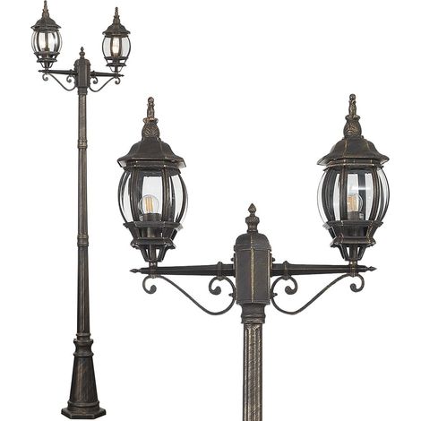 Lampione Vittoriano Classico da Giardino 2 Lanterne in Alluminio Ottone 202cm (1/4)