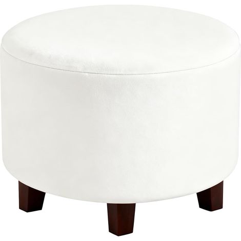 Housse Rond De Pouf en Velours Protège-Pouf Élastique Petit Blanc (1/5)