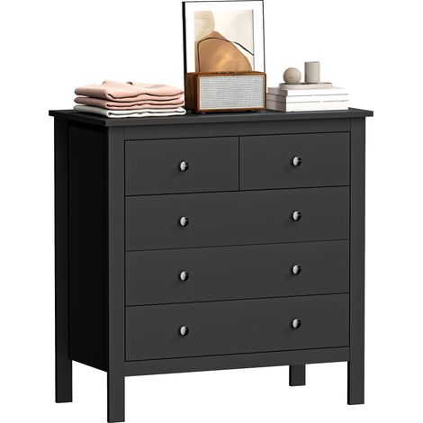 Dresser, 5 Drawer, 79 x 39.5 x 80.5 cm, Black (1/5)