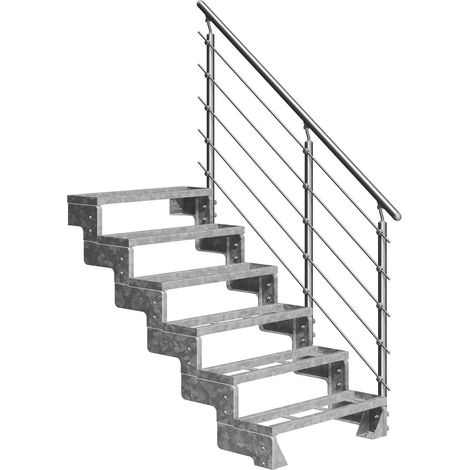 Dolle Außentreppe Gardentop 108-132cm Geschosshöhe mit Einlegerahmen 80cm breit mit Prova-Geländer