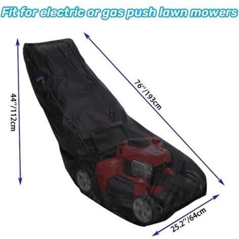 Housse imperméable pour tondeuse à gazon avec cordon de serrage Coupe-vent, anti-poussière, anti-UV, 210D Oxford Fabric Walk Behind Lawnmower Cover (193 x 64 x 112 cm)