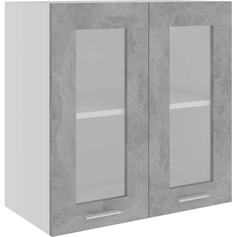 Maison Exclusive - Mobile Pensile con Vetro “Lyon” Grigio Cemento 60x31x60 cm