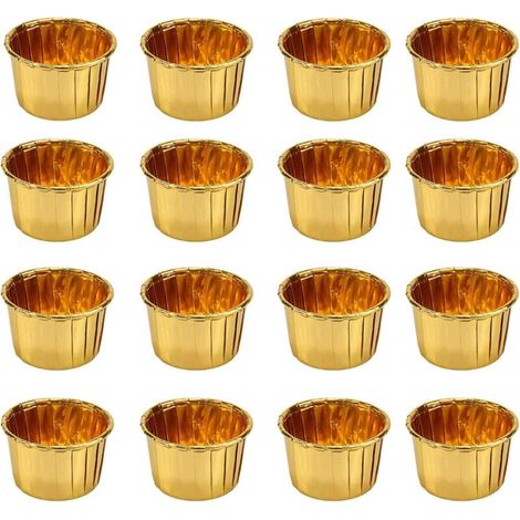 50 Pièces Moules de Cuisson en Papier d'aluminium, Caissettes Cupcakes, Moulle Mini Cupcakes, caissettes pour Cupcakes et Muffins pour Les Mariages, fêtes et Autres Célébrations à thème (Or) (1/5)