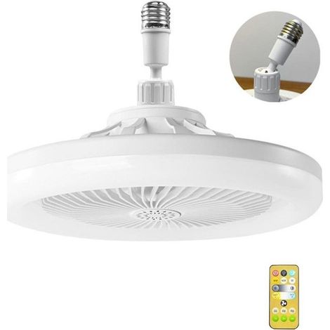 Ventilateur Plafond avec lumiere,30W Blanc Ventilateur Silencieux Plafond,avec télécommandé,Ventilateur-lampe E27 à tête orientable (1/5)