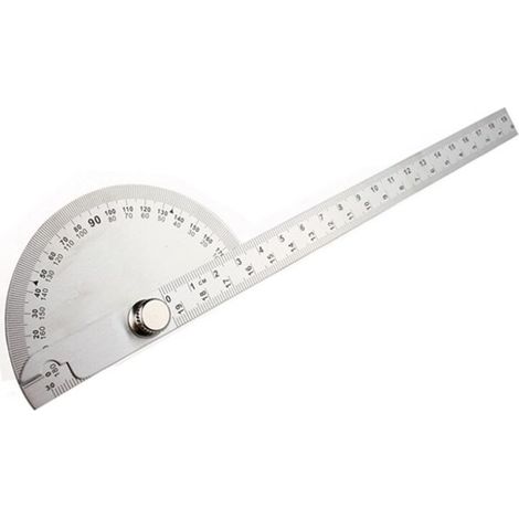 Stainless Steel Simple Protractor Angle Ruler, Multifunctional Movable Square Ruler, Silver 90x200mm