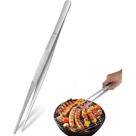 1PCS Stainless Steel Kitchen Tweezers, Professional Stainless Steel Kitchen Tweezers, 30 cm Chef Tweezers, Stainless Steel Kitchen Tweezers, Kitchen Tool for Grilling and Baking, Long Straight Tweezer (1/5)