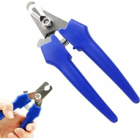 Pince à queue d'animal de compagnie/animal de ferme/cochon/coupe-ongles/bleu/acier inoxydable + poignée en plastique (1/5)