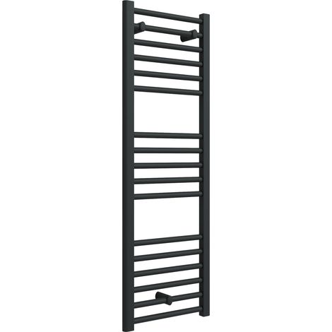 Signature Paragon Straight Heated Towel Rail 1200mm H x 400mm W - Matt Black (1/2)