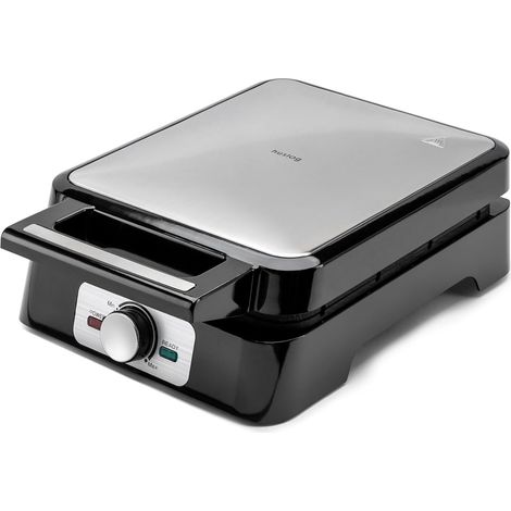 1 Gaufrier Électrique,1500W,Surface 23,5x23,5cm,4 gaufres,Température réglable,Acier inoxydable,Noir